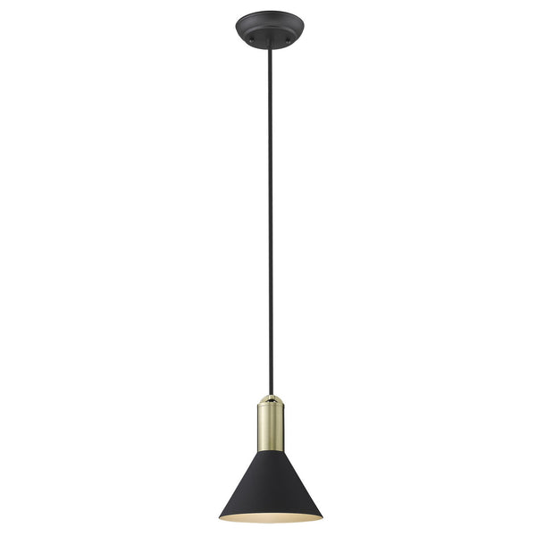 Homeroots Matte Black And Gold Conical Pendant Hanging Light   398329