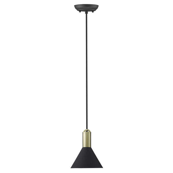 Homeroots Matte Black And Gold Conical Pendant Hanging Light   398329