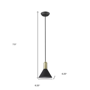 Homeroots Matte Black And Gold Conical Pendant Hanging Light   398329
