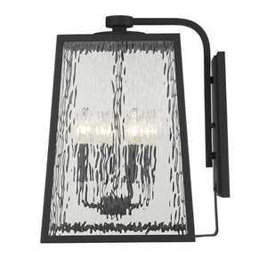 HomeRoots Black Seeded Glass Four Light Dimmable Outdoor Pendant Lanterns for Patio Decor 398341