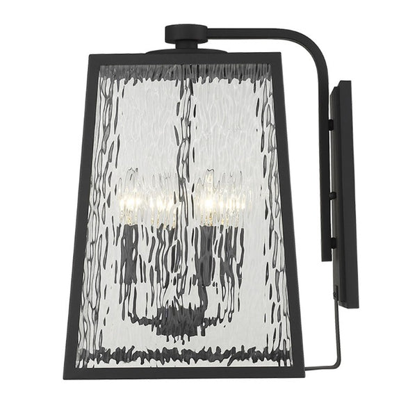 HomeRoots Black Seeded Glass Four Light Dimmable Outdoor Pendant Lanterns for Patio Decor 398341