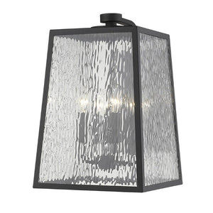 Black Seeded Glass Four Light Dimmable Outdoor Pendant Lanterns for Patio Decor