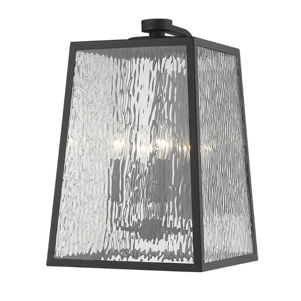 Black Seeded Glass Four Light Dimmable Outdoor Pendant Lanterns for Patio Decor