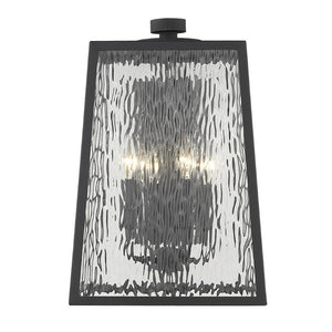 Black Seeded Glass Four Light Dimmable Outdoor Pendant Lanterns for Patio Decor