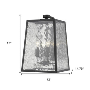 Black Seeded Glass Four Light Dimmable Outdoor Pendant Lanterns for Patio Decor