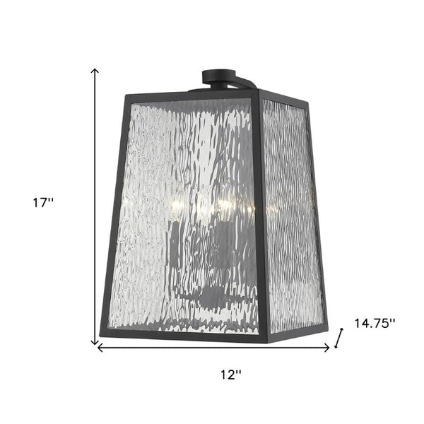 Black Seeded Glass Four Light Dimmable Outdoor Pendant Lanterns for Patio Decor