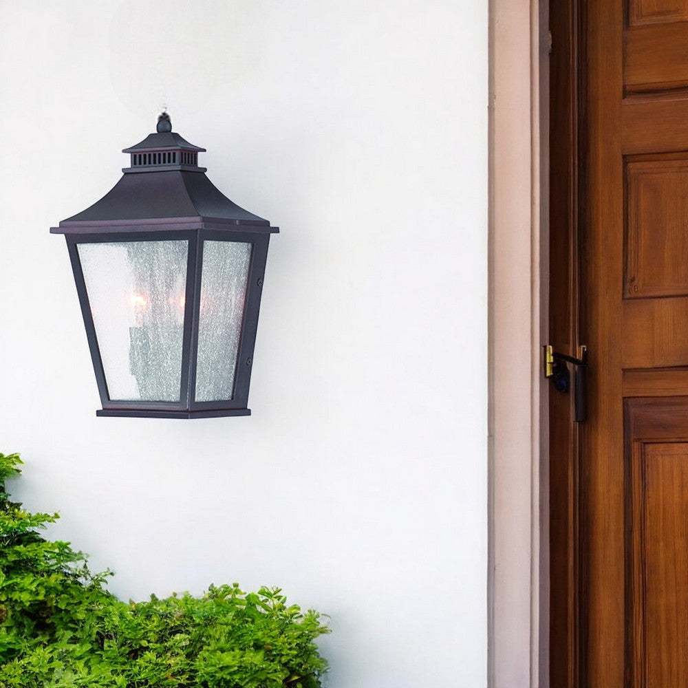 Homeroots Antique Bronze Two Light Pocket Lantern Wall Light   398358