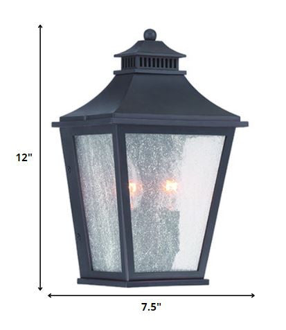 Homeroots Matte Black Two Light Pocket Lantern Wall Light   398359
