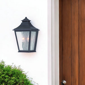 Homeroots Matte Black Two Light Pocket Lantern Wall Light   398359
