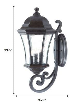Homeroots Xl Antique Black Tapered Lantern Wall Light   398362