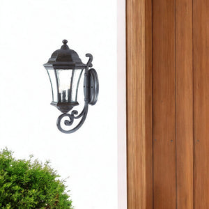 Homeroots Xl Antique Black Tapered Lantern Wall Light   398362