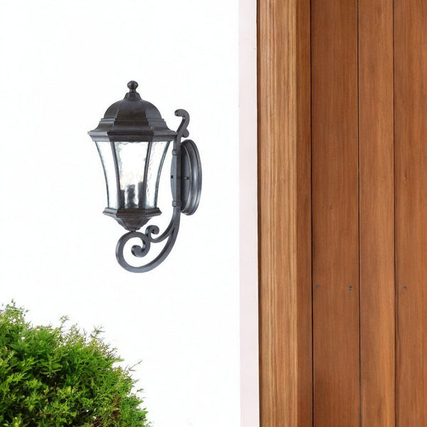 Homeroots Xl Antique Black Tapered Lantern Wall Light   398362