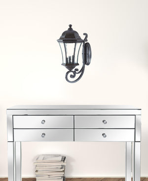 Homeroots Xl Antique Black Tapered Lantern Wall Light   398362