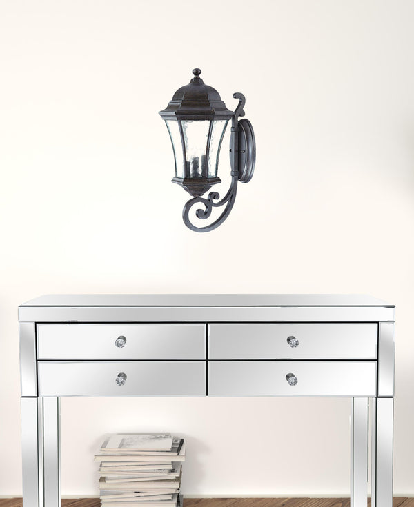 Homeroots Xl Antique Black Tapered Lantern Wall Light   398362