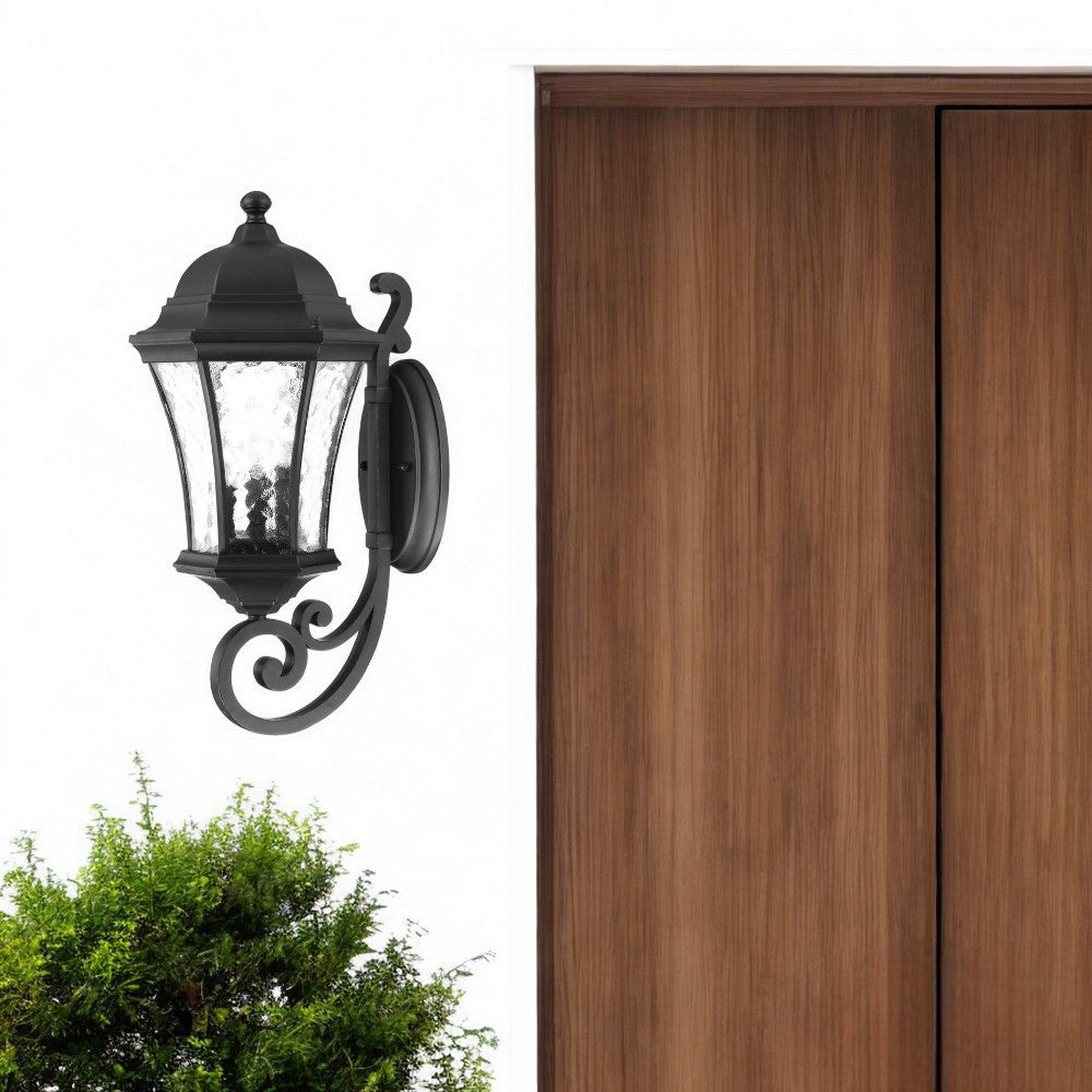 Homeroots Xl Matte Black Tapered Lantern Wall Light   398363