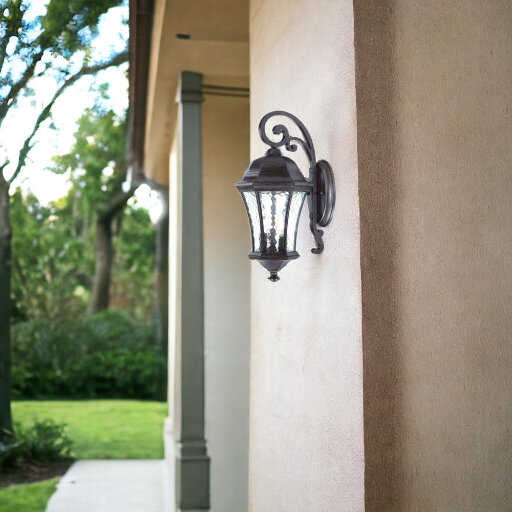 Homeroots Xl Antique Black Tapered Hanging Lantern Wall Light  Aluminium  398364