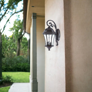 Homeroots Xl Antique Black Tapered Hanging Lantern Wall Light  Aluminium  398364