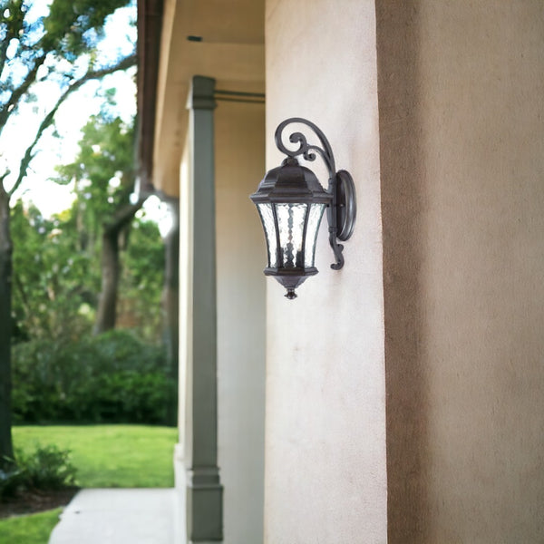 Homeroots Xl Antique Black Tapered Hanging Lantern Wall Light  Aluminium  398364