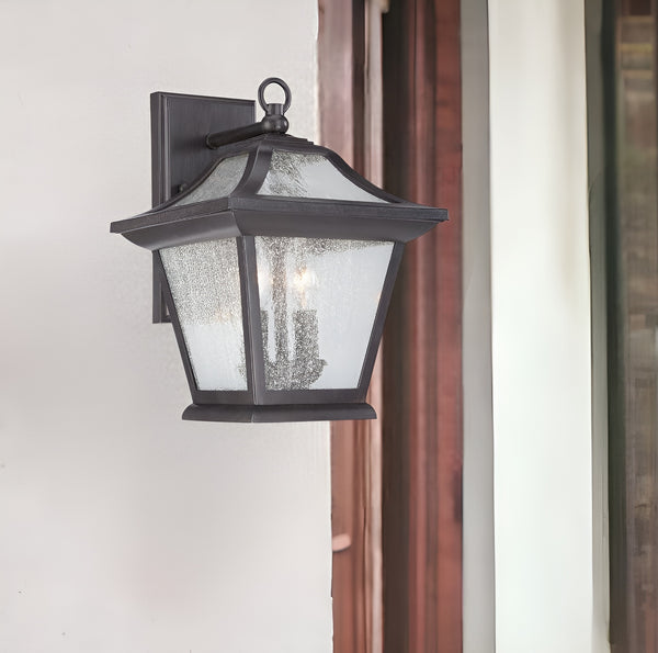 Homeroots Xl Matte Black Birdhouse Shape Outdoor Wall Light   398368