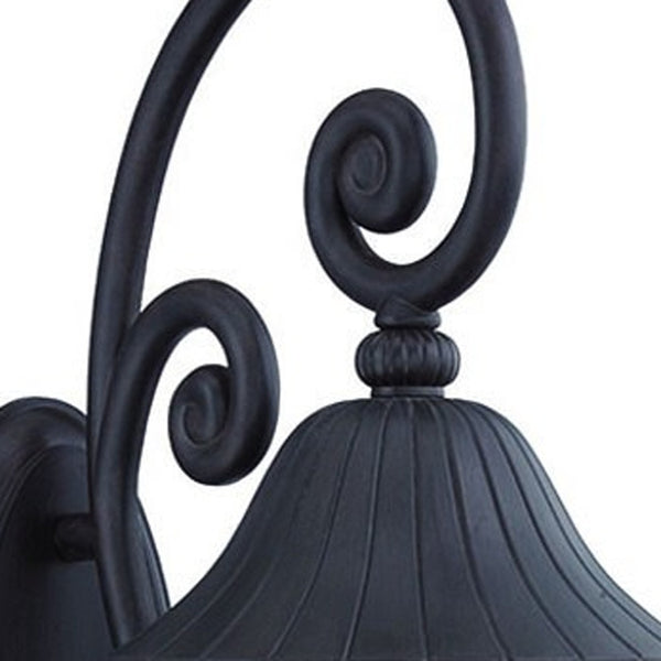 Homeroots Three Light Matte Black Leaf Detail Wall Light   398369