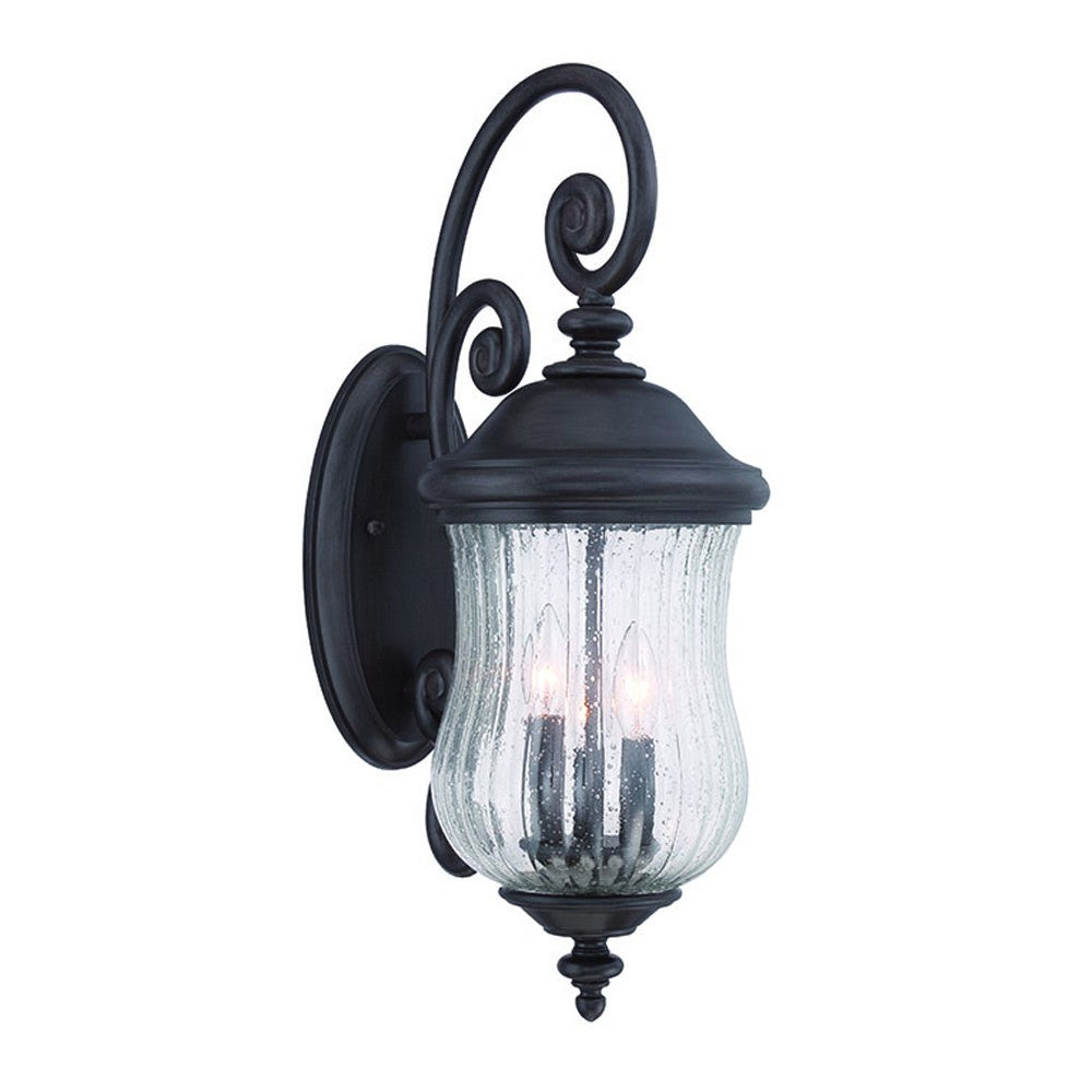 Homeroots Three Light Matte Black Urn Shaped Wall Light   398372