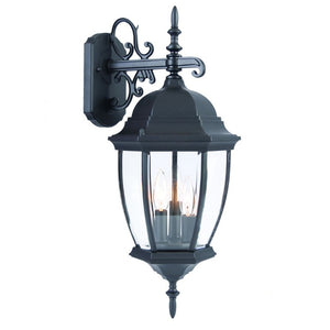 HomeRoots Matte Black Iron Ornamental Hanging Lantern Sconce for Porch or Entryway Decor 398376