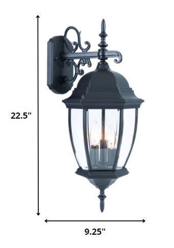Homeroots Matte Black Hanging Ornamental Lantern Wall Light   398376