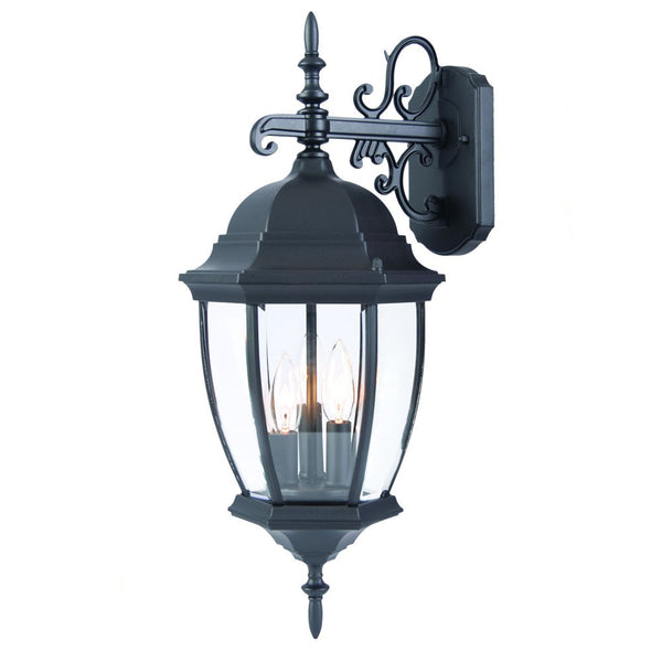 Homeroots Matte Black Hanging Ornamental Lantern Wall Light   398376