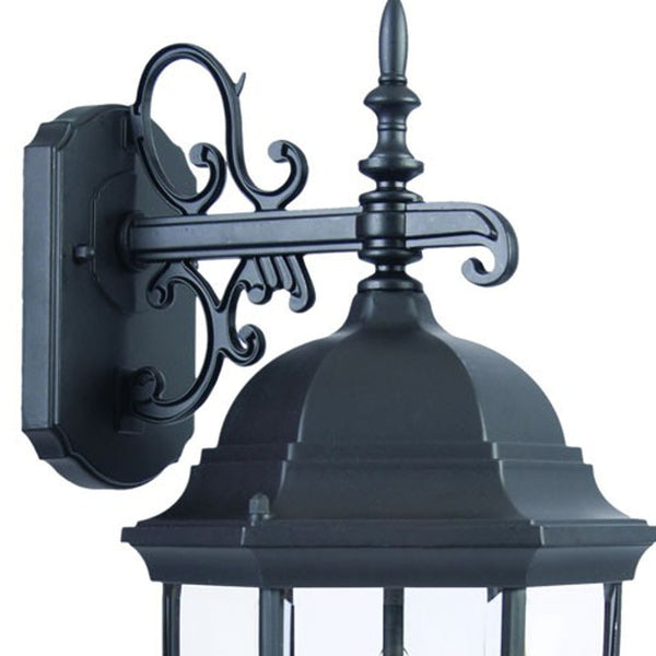 Homeroots Matte Black Hanging Ornamental Lantern Wall Light   398376
