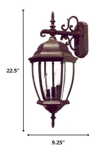 Homeroots Dark Brown Hanging Ornamental Lantern Wall Light   398377