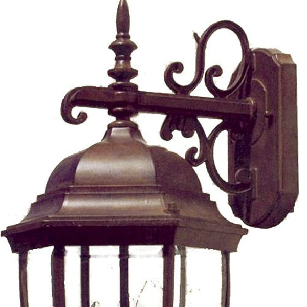 Homeroots Dark Brown Hanging Ornamental Lantern Wall Light   398377