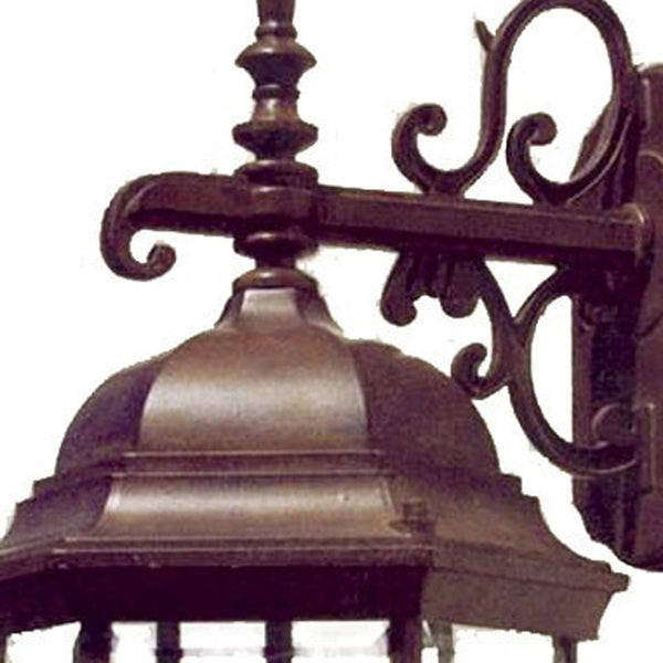 Homeroots Dark Brown Hanging Ornamental Lantern Wall Light   398377