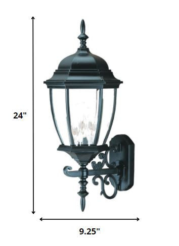 Homeroots Matte Black Ornamental Lantern Wall Light   398378