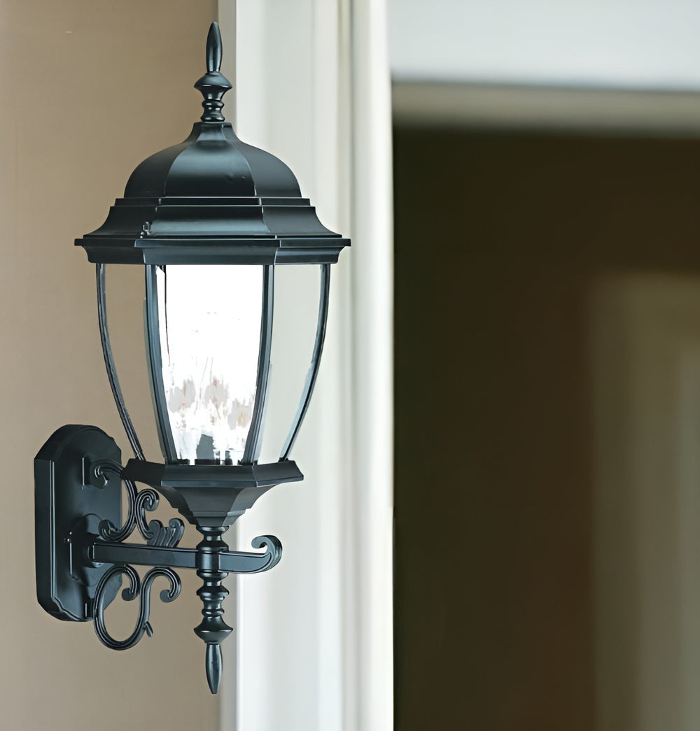 Homeroots Matte Black Ornamental Lantern Wall Light   398378