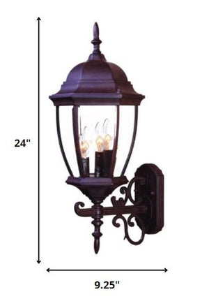 Homeroots Dark Brown Ornamental Lantern Wall Light   398379
