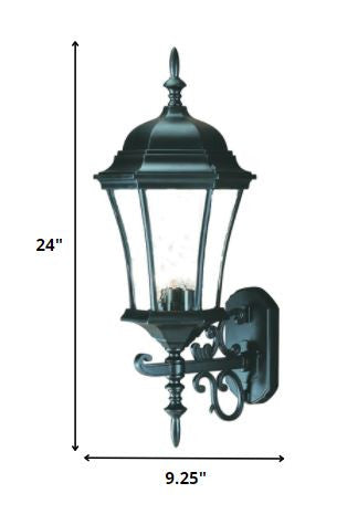 Homeroots Matte Black Ornamental Carousel Lantern Wall Light   398380