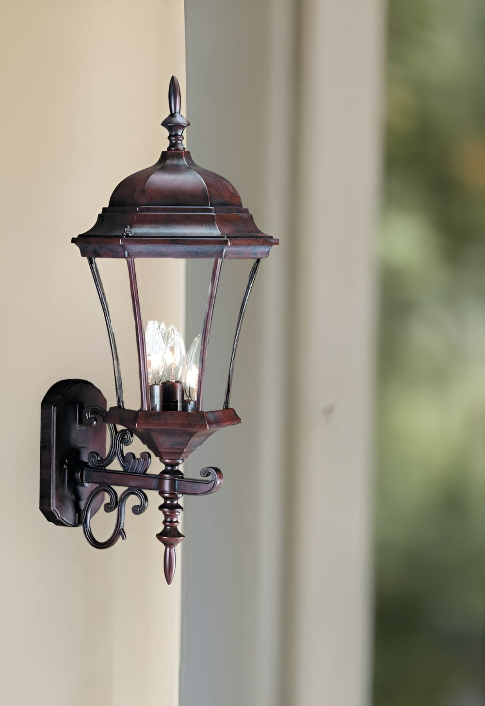 Homeroots Dark Brown Ornamental Carousel Lantern Wall Light   398381