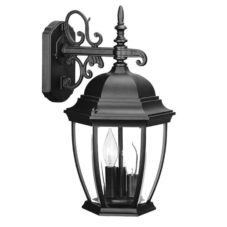 HomeRoots Three Bulb Matte Black Lantern Sconce for Entryway Farmhouse Industrial Decor 398382