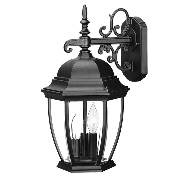Homeroots Three Light Matte Black Wide Hanging Lantern Wall Light   398382