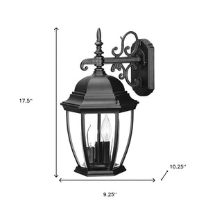 Homeroots Three Light Matte Black Wide Hanging Lantern Wall Light   398382