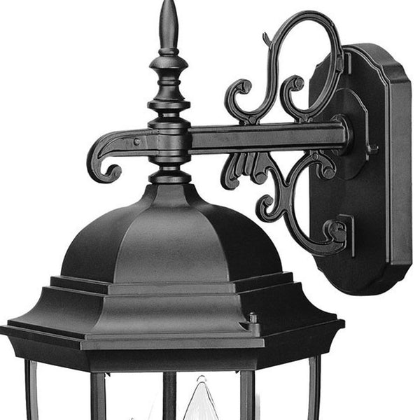 Homeroots Three Light Matte Black Wide Hanging Lantern Wall Light   398382