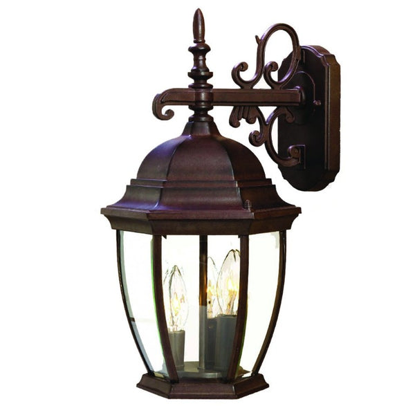 HomeRoots Three Bulb Dark Bronze Lantern Sconce Rustic Farmhouse Entryway Hanging Wall Fixture 398383