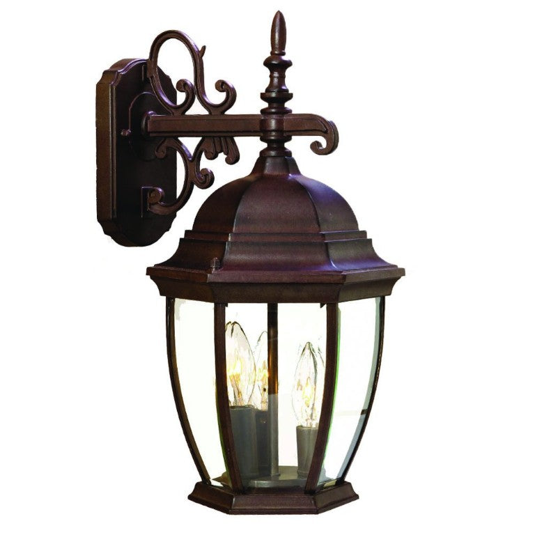 HomeRoots Three Bulb Dark Bronze Lantern Sconce Rustic Farmhouse Entryway Hanging Wall Fixture 398383