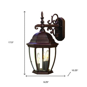 Three Bulb Dark Bronze Lantern Sconce Rustic Farmhouse Entryway Hanging Wall Fixture