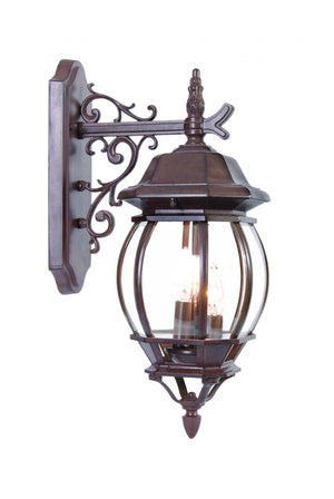 HomeRoots Three Light Dark Brown Hanging Globe Wall Fixture - Vintage Charm for Patios & Outdoor Spaces! 398385