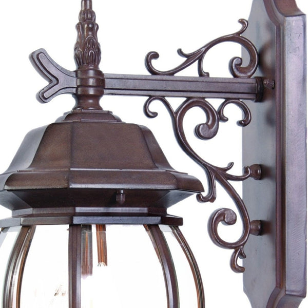 HomeRoots Three Light Dark Brown Hanging Globe Wall Fixture - Vintage Charm for Patios & Outdoor Spaces! 398385