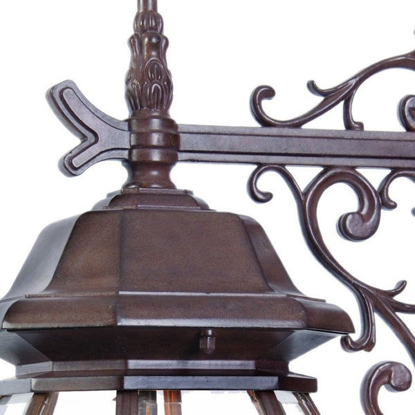 HomeRoots Three Light Dark Brown Hanging Globe Wall Fixture - Vintage Charm for Patios & Outdoor Spaces! 398385