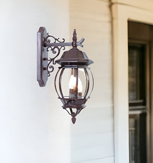 HomeRoots Three Light Dark Brown Hanging Globe Wall Fixture - Vintage Charm for Patios & Outdoor Spaces! 398385