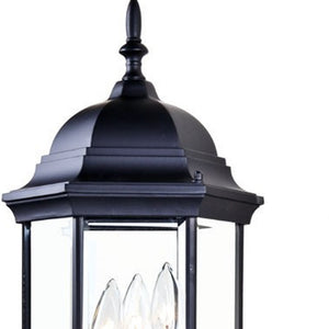 Homeroots Three Light Matte Black Domed Glass Lantern Wall Light   398387