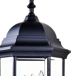 Homeroots Three Light Matte Black Domed Glass Lantern Wall Light   398387